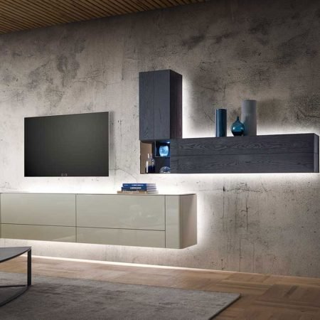 Gentis Grey Lacquer TV Unit Living Room Combination - Hulsta